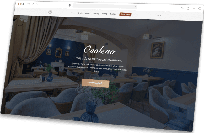 Osoleno Restaurant - elegant website for luxury restaurant in Prague